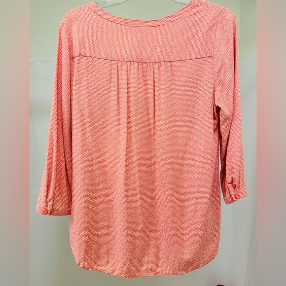 St John Bay Pretty Orange and White Top   2 Pockets with Stylish Flaps.   Size S - Picture 2 of 9